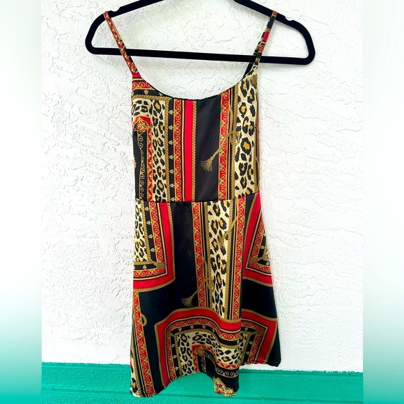 Boohoo Dress Size 0 Petite Satin Leopard Scarf Print Cami Mini - Picture 2 of 5